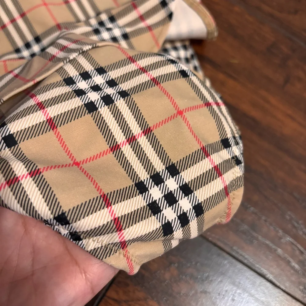 Burberry Beige Plaid Tie-Shoulder One-Piece